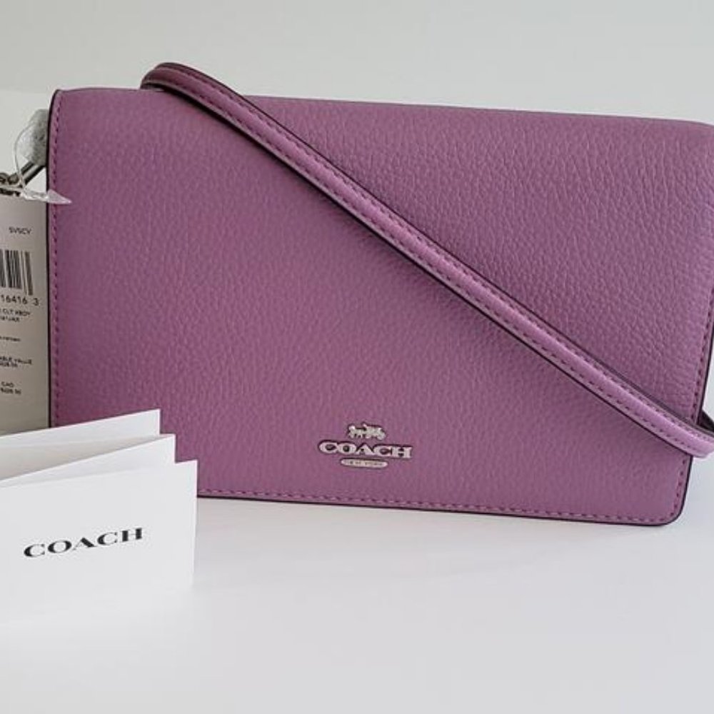 New Coach Leather Crossbody Clutch Wallet Purse
